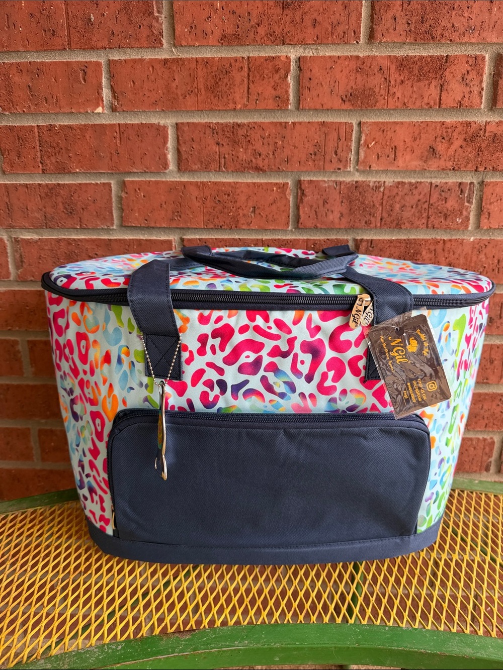NWT NGIL Blue Tie Dye Leopard Insulated Cooler, ball park, pool, beach, camping